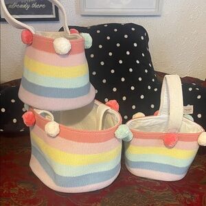 Colorful Striped Kids Easter Baskets (3)